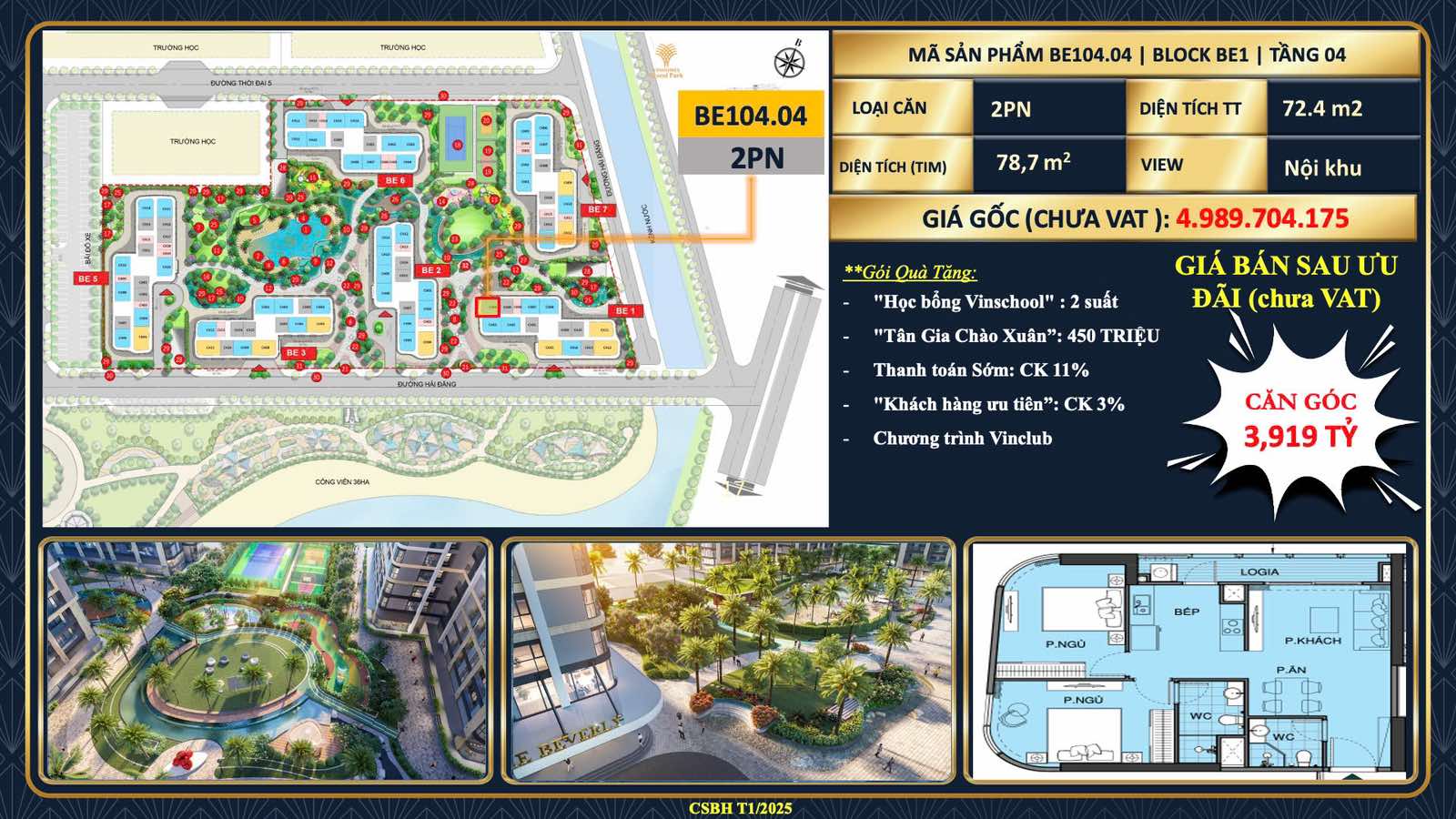 Bán Nhanh CĂn Hộ BE1 Vinhomes Grand Park